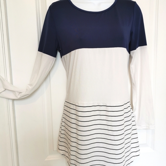 NWOT NAVY Long sleeve blue white nautical jersey tunic top sz s - Picture 6 of 11